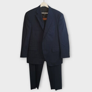 Peter Millar Suit Men 42S Navy Blue Windowpane Grid Professional 2 Piece W39xL28